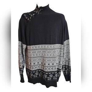 Andres Velasco Undergear Large Black Grey Turtleneck Buckle Unique Rare Sweater